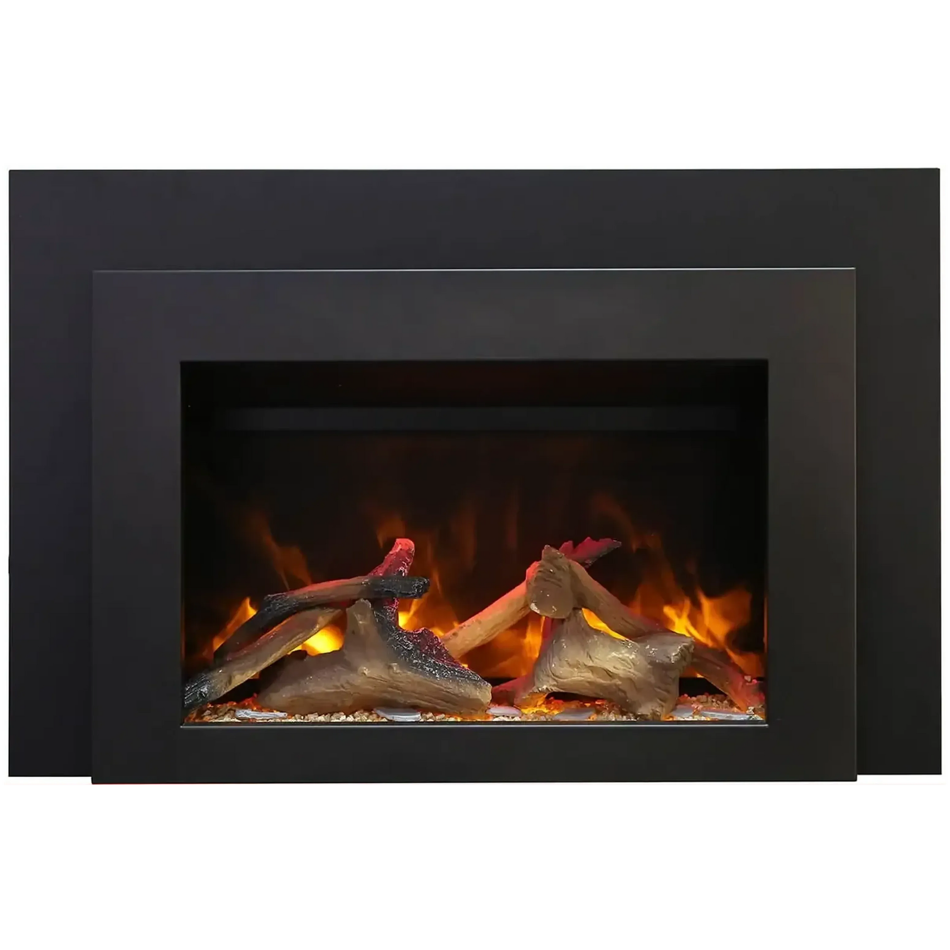 Sierra Flame by Amantii Insert Series 34" Electric Fireplace Insert With Black Steel Surround