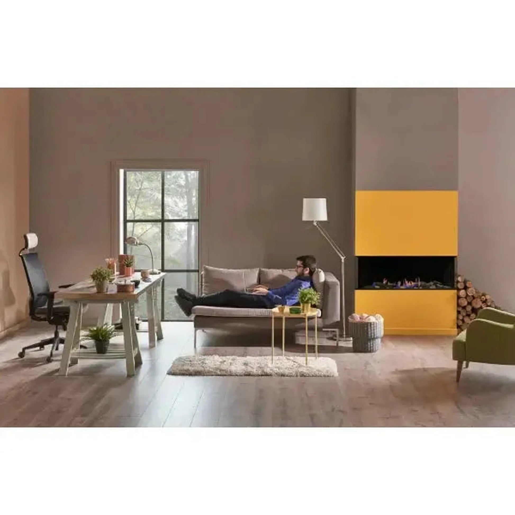 Sierra Flame by Amantii Toscana 38" Three-Sided Peninsula Direct Vent Natural Gas Fireplace