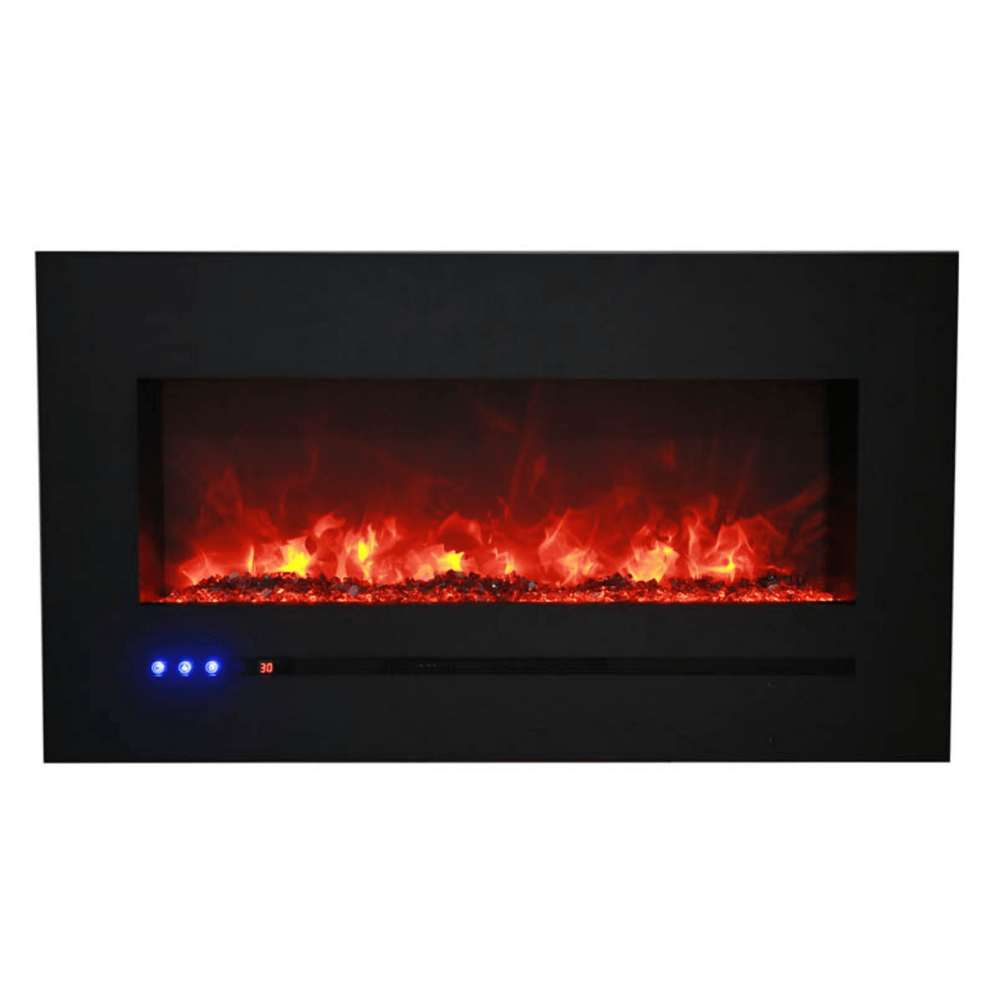 Sierra Flame by Amantii Wall Mount/Flush Mount 26" Electric Fireplace With Deep Charcoal Colored Steel Surround and Glass Media