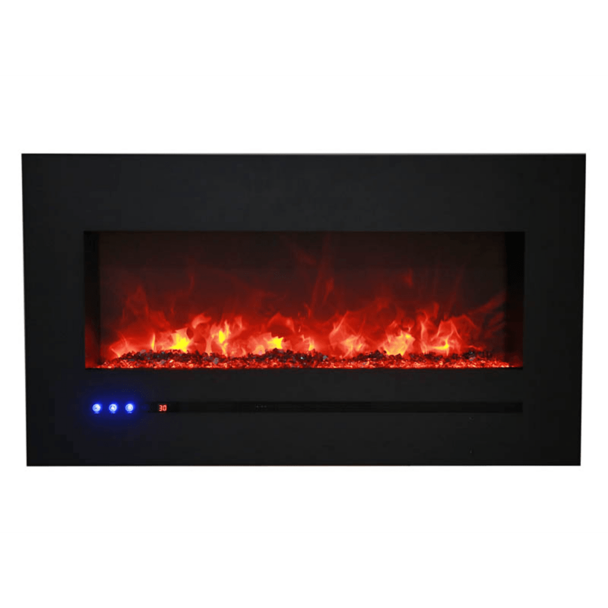 Sierra Flame by Amantii Wall Mount/Flush Mount 26" Electric Fireplace With Deep Charcoal Colored Steel Surround and Glass Media