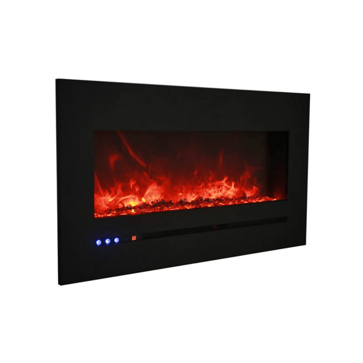 Sierra Flame by Amantii Wall Mount/Flush Mount 26" Electric Fireplace With Deep Charcoal Colored Steel Surround and Glass Media