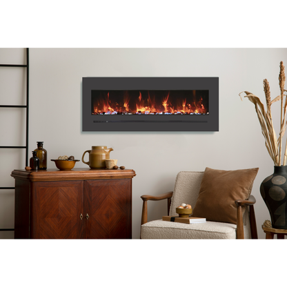 Sierra Flame by Amantii Wall Mount/Flush Mount 26" Electric Fireplace With Deep Charcoal Colored Steel Surround and Glass Media