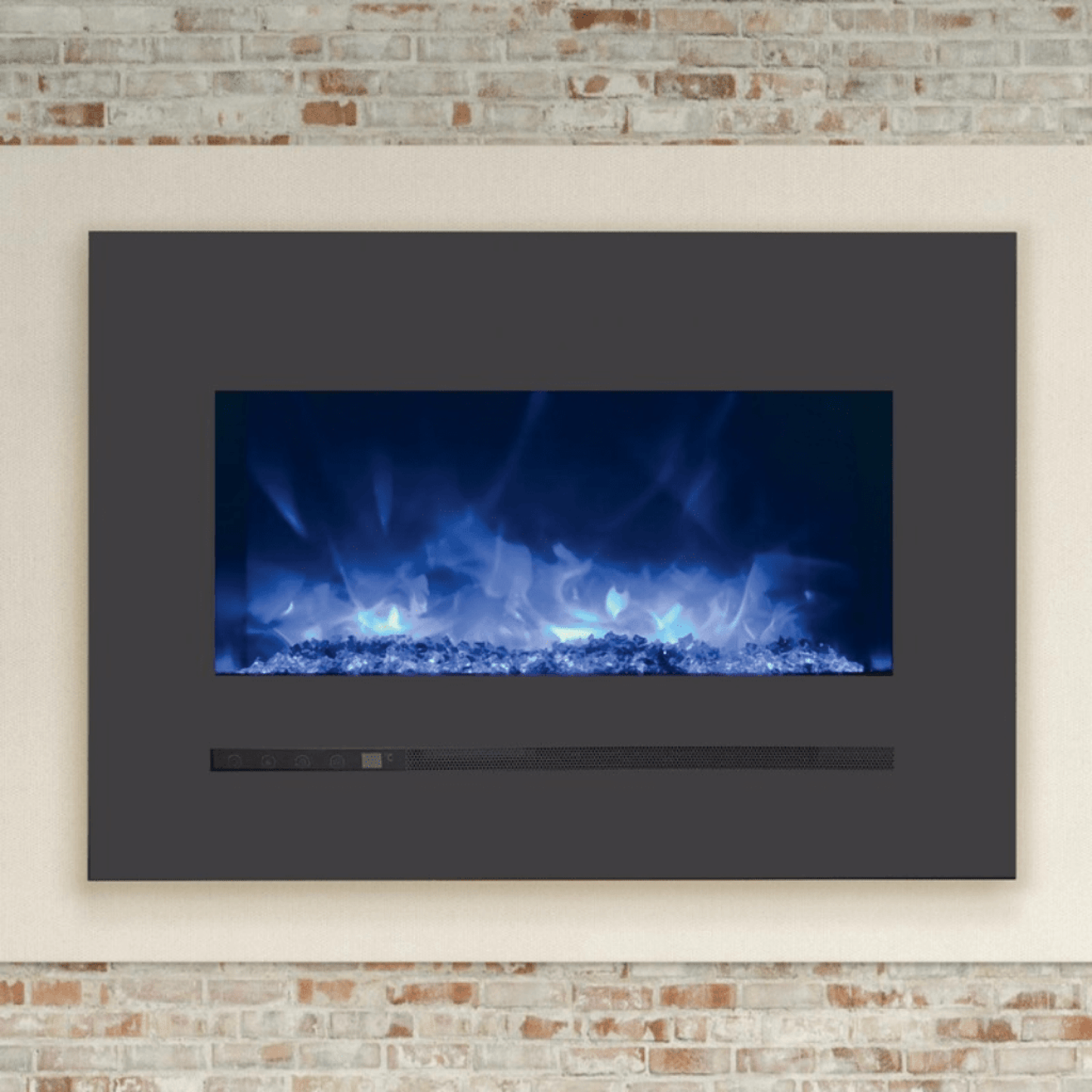 Sierra Flame by Amantii Wall Mount/Flush Mount 26" Electric Fireplace With Deep Charcoal Colored Steel Surround and Glass Media