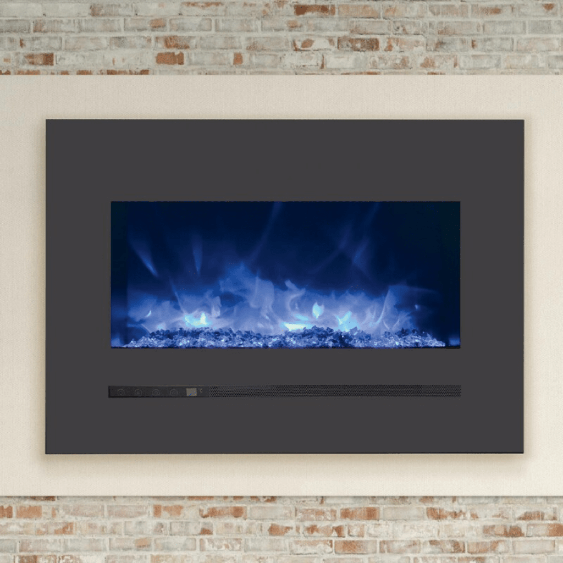 Sierra Flame by Amantii Wall Mount/Flush Mount 26" Electric Fireplace With Deep Charcoal Colored Steel Surround and Glass Media