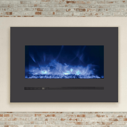 Sierra Flame by Amantii Wall Mount/Flush Mount 26" Electric Fireplace With Deep Charcoal Colored Steel Surround and Glass Media
