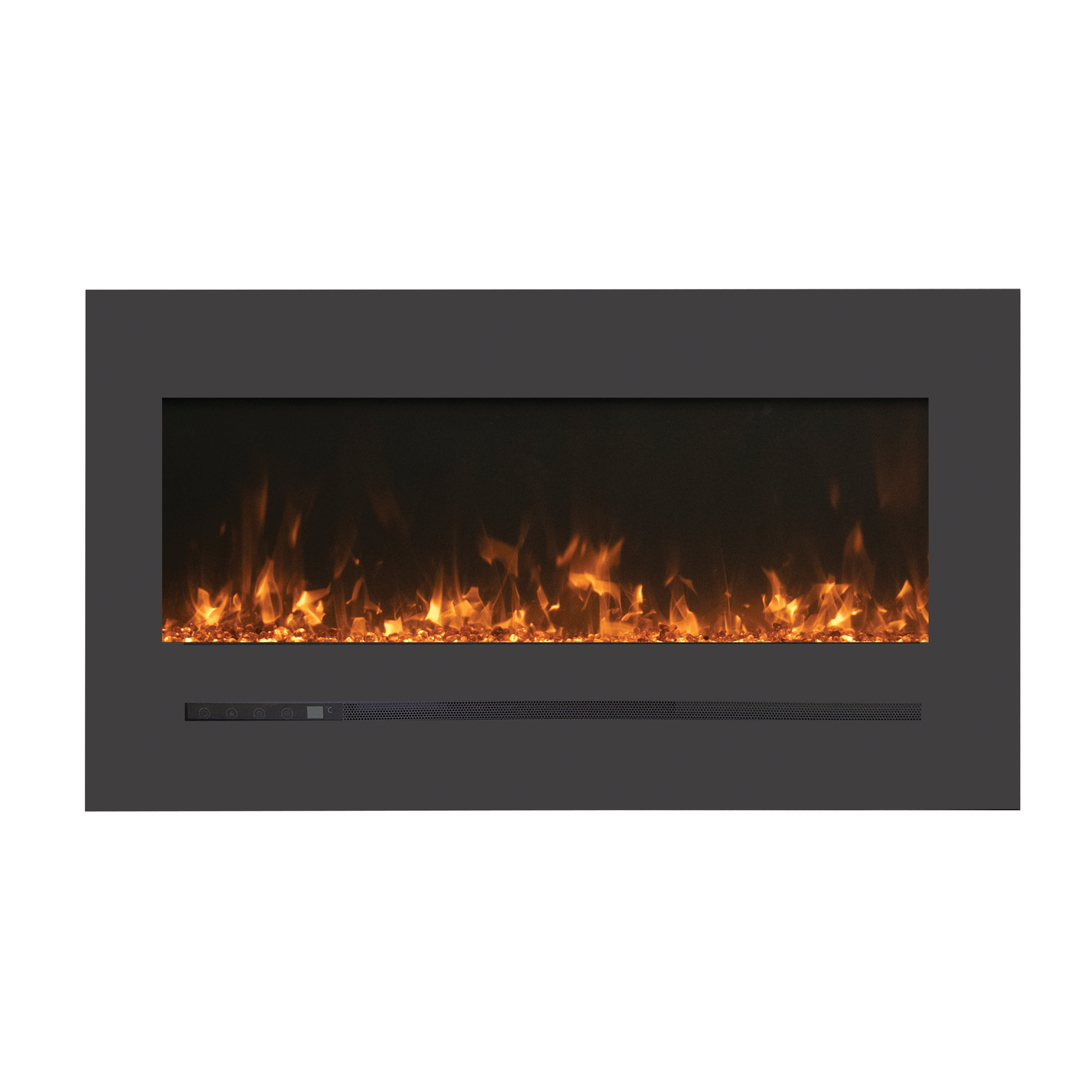 Sierra Flame by Amantii Wall Mount/Flush Mount 26" Electric Fireplace With Deep Charcoal Colored Steel Surround and Glass Media