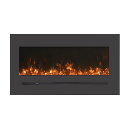 Sierra Flame by Amantii Wall Mount/Flush Mount 26" Electric Fireplace With Deep Charcoal Colored Steel Surround and Glass Media