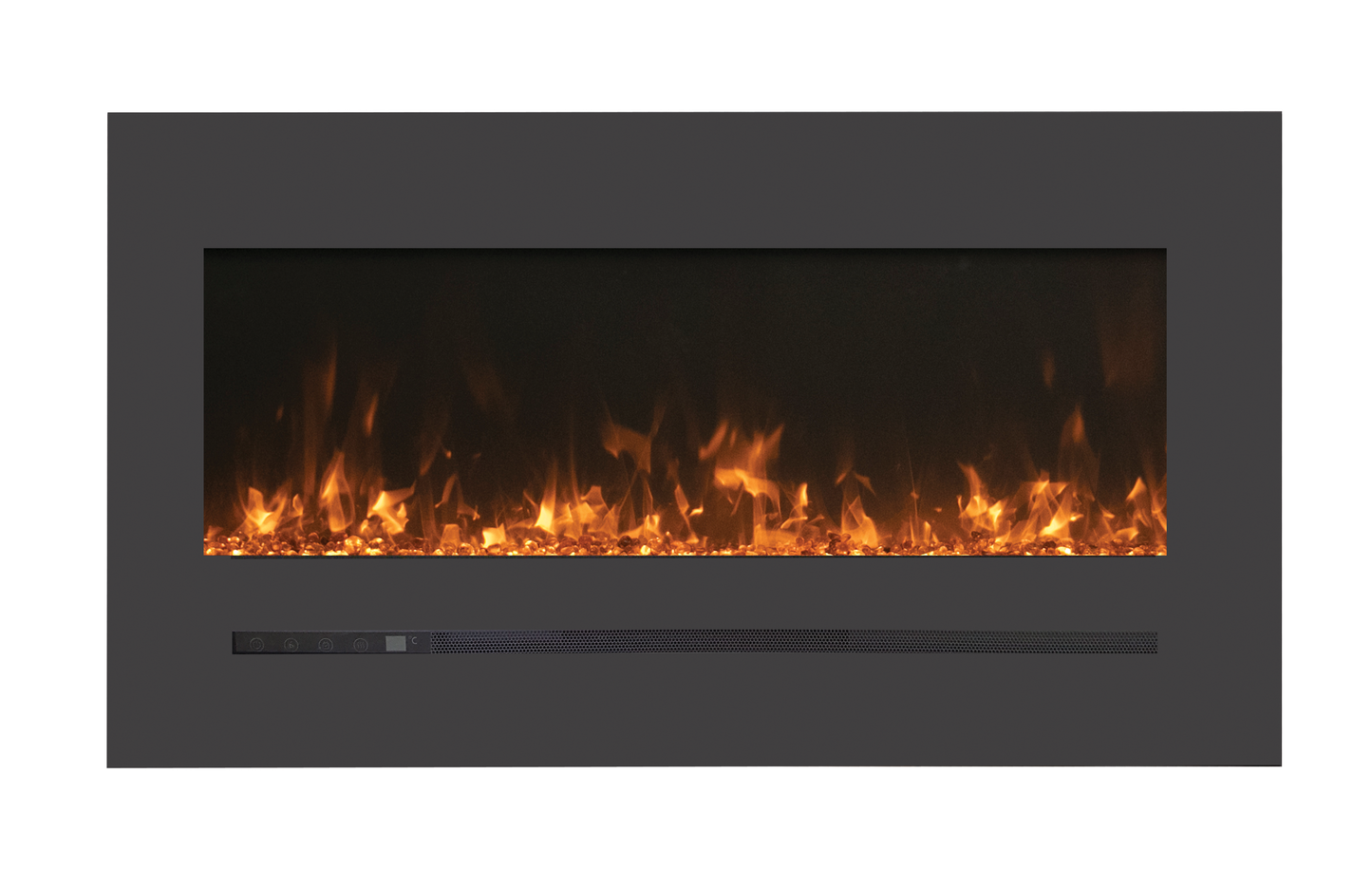 Sierra Flame by Amantii Wall Mount/Flush Mount 48" Electric Fireplace With Deep Charcoal Colored Steel Surround and Glass Media