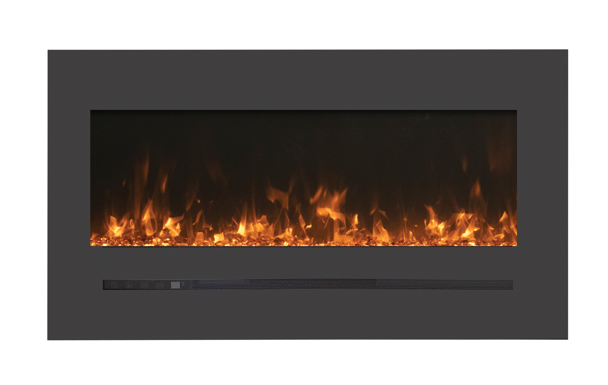 Sierra Flame by Amantii Wall Mount/Flush Mount 48" Electric Fireplace With Deep Charcoal Colored Steel Surround and Glass Media