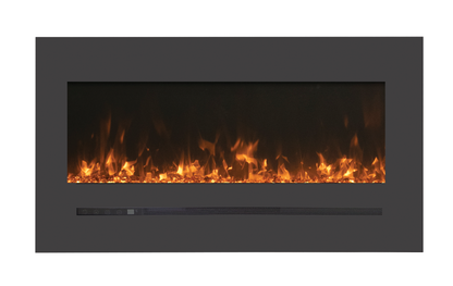 Sierra Flame by Amantii Wall Mount/Flush Mount 48" Electric Fireplace With Deep Charcoal Colored Steel Surround and Glass Media