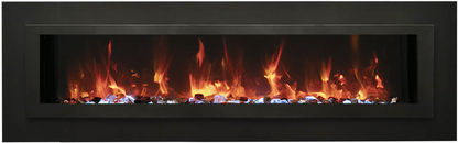 Sierra Flame by Amantii Wall Mount/Flush Mount 88" Electric Fireplace With Deep Charcoal Colored Steel Surround and Glass Media