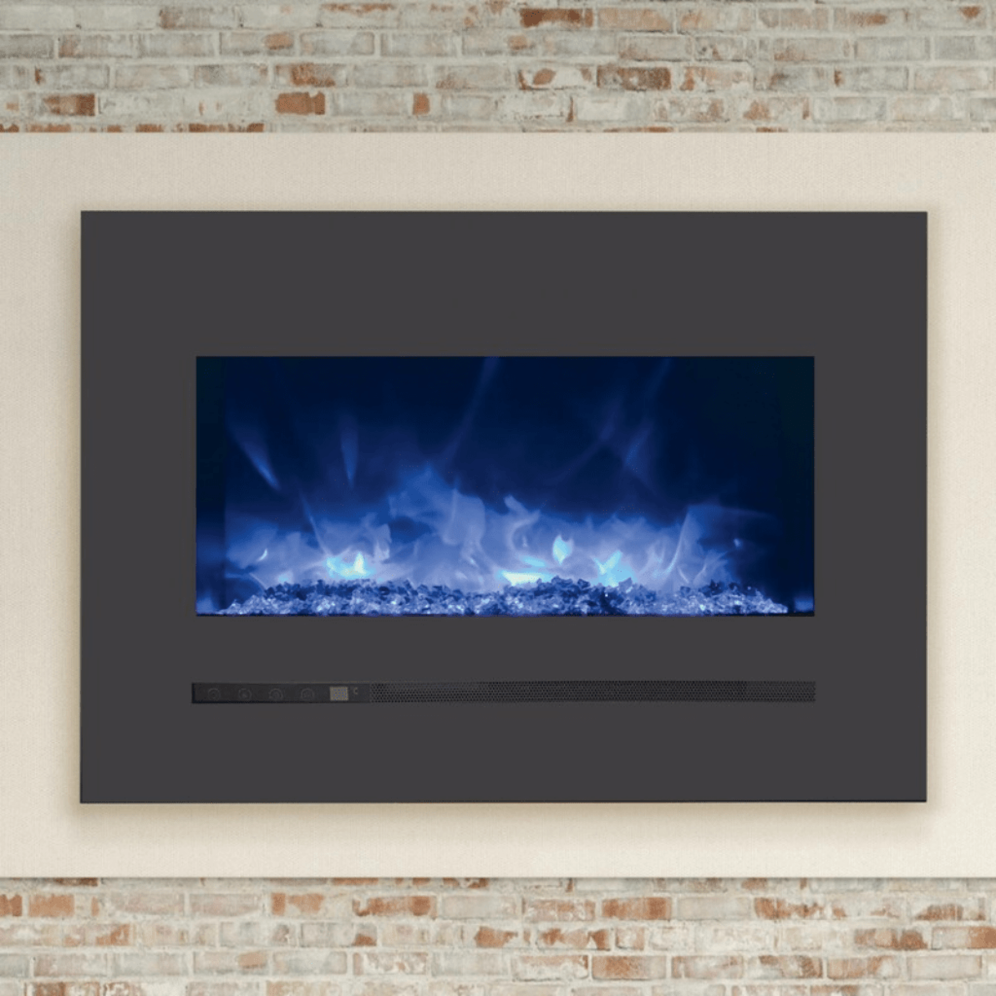 Sierra Flame by Amantii Wall Mount/Flush Mount 88" Electric Fireplace With Deep Charcoal Colored Steel Surround and Glass Media