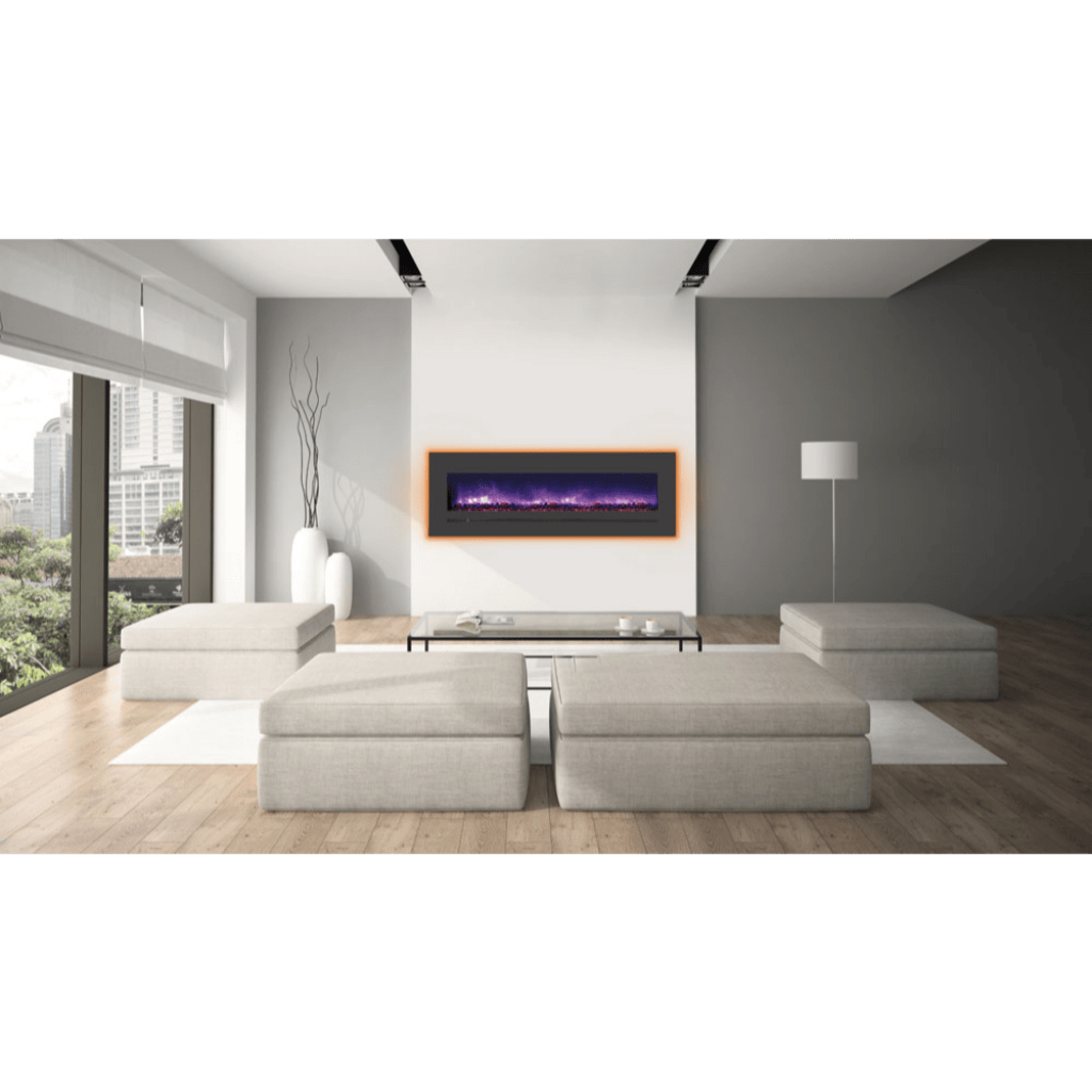 Sierra Flame by Amantii 60" Wall Mount/Flush Mount Electric Fireplace with Deep Charcoal Colored Steel Surround