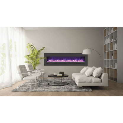 Sierra Flame by Amantii 72" Wall Mount/Flush Mount Electric Fireplace with Deep Charcoal Colored Steel Surround