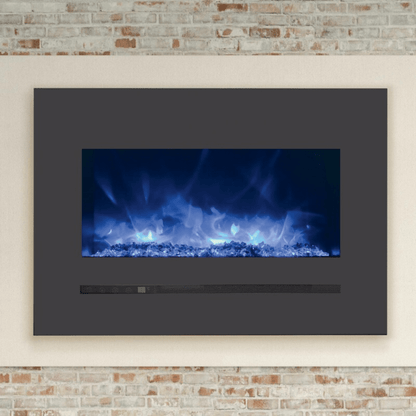 Sierra Flame by Amantii 26" Wall Mount/Flush Mount Electric Fireplace With Deep Charcoal Colored Steel Surround and Glass Media