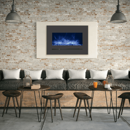 Sierra Flame by Amantii 26" Wall Mount/Flush Mount Electric Fireplace With Deep Charcoal Colored Steel Surround and Glass Media