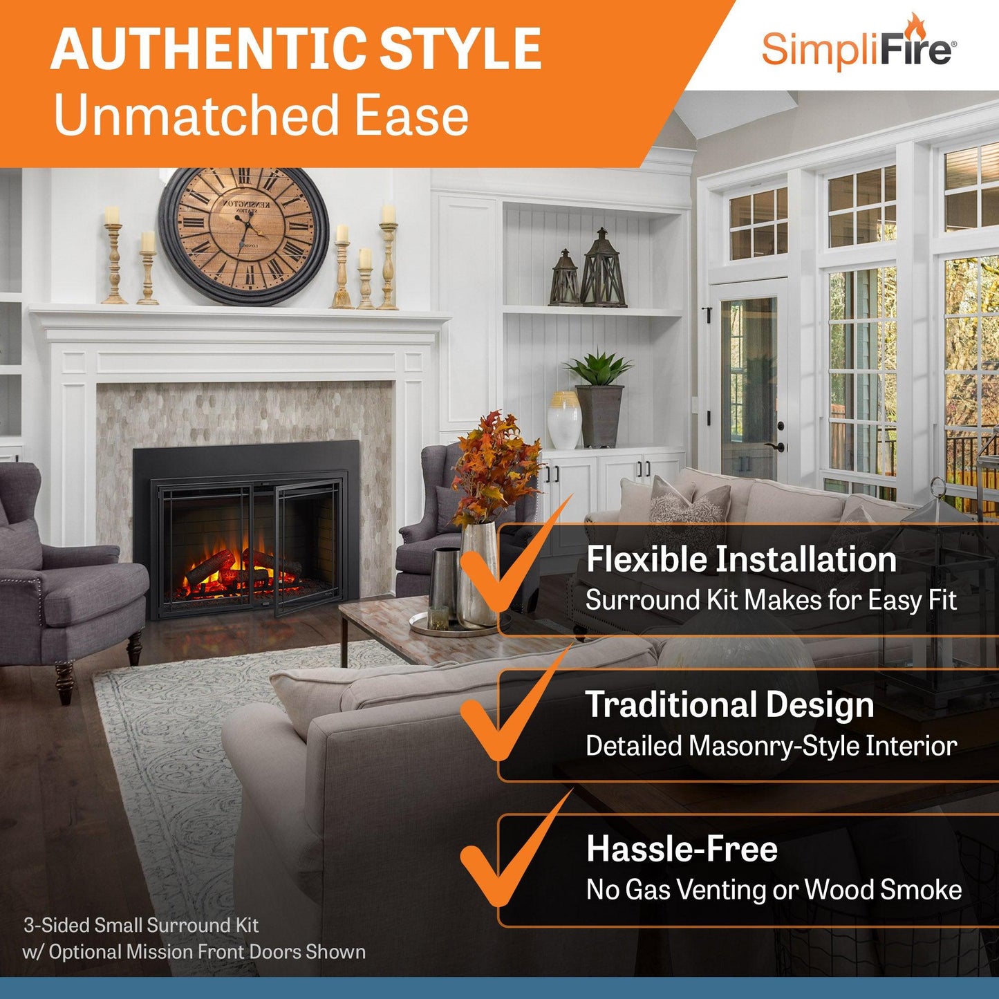 SimpliFire 30" Traditional Electric Built-In Fireplace Insert