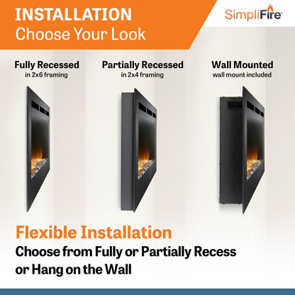 SimpliFire Allusion 48" Linear Electric Recessed Fireplace