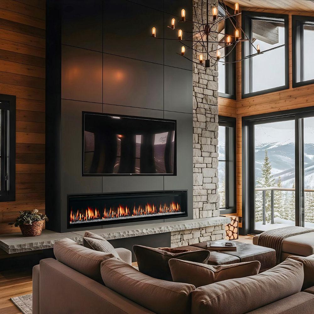 SimpliFire Allusion Edge 100" Linear Electric Recessed Fireplace