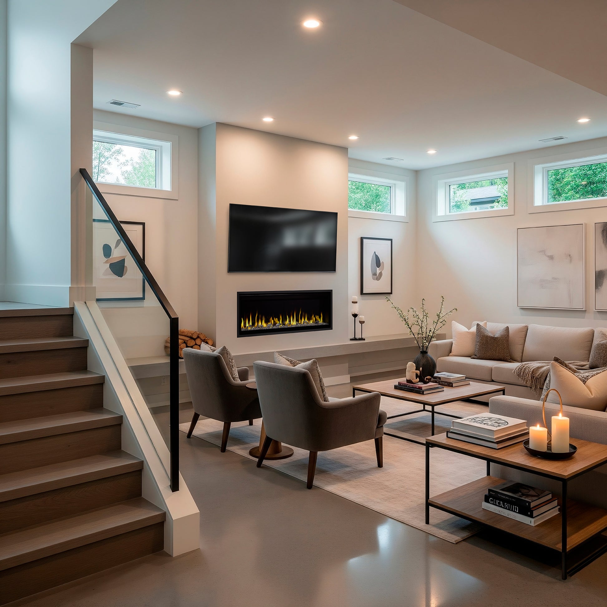 SimpliFire Allusion Edge 50" Linear Electric Recessed Fireplace