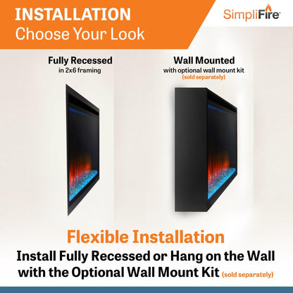 SimpliFire Allusion Platinum 50" Linear Electric Recessed Fireplace