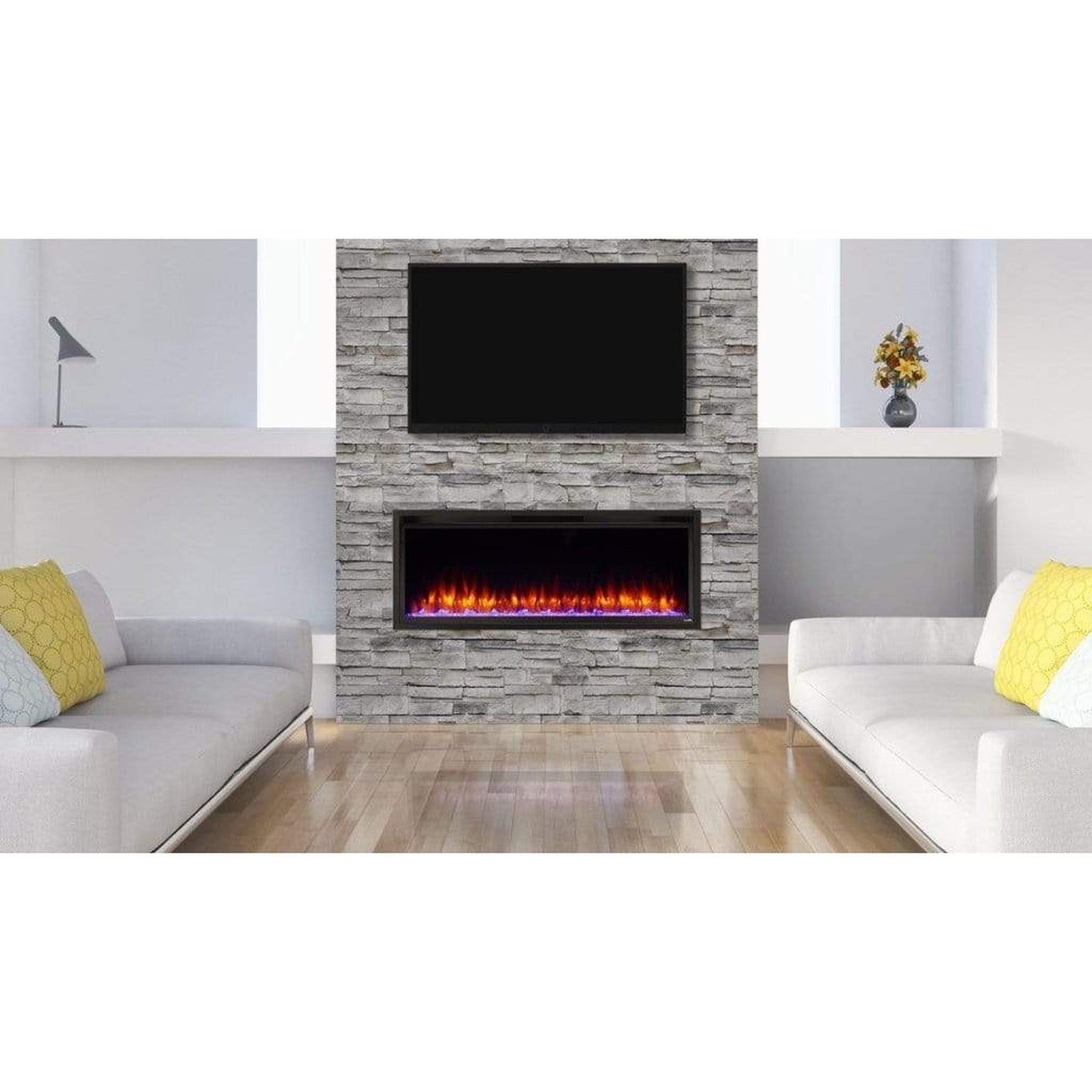 SimpliFire Allusion Platinum 60" Linear Electric Recessed Fireplace