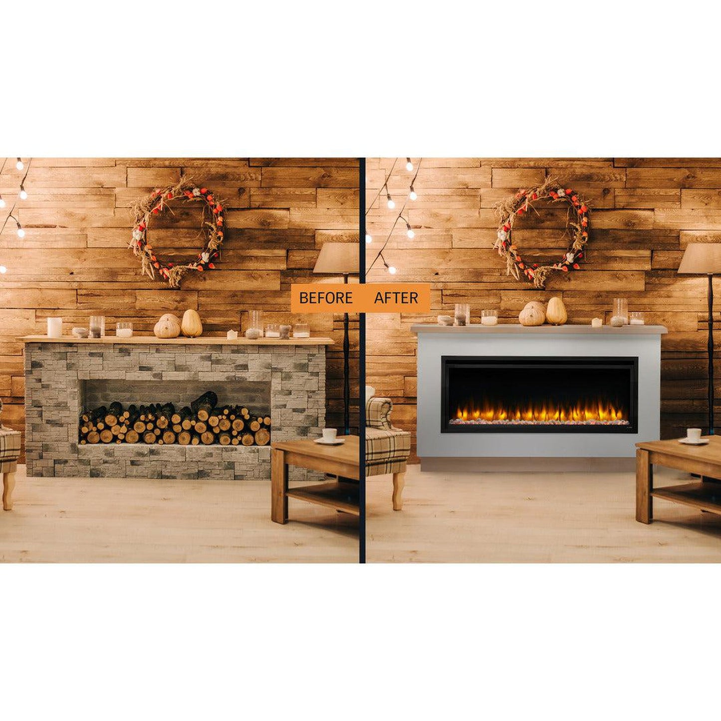 SimpliFire Allusion Platinum 72" Linear Electric Recessed Fireplace