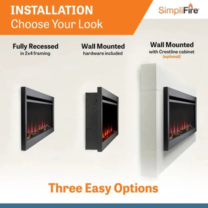SimpliFire Allusion Slim 50" Linear Electric Recessed Fireplace