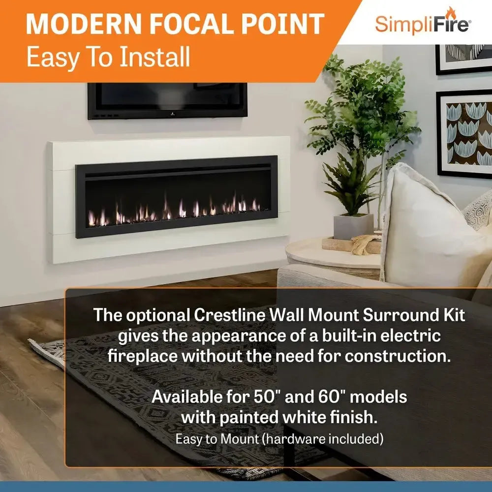 SimpliFire Allusion Slim 60" Linear Electric Recessed Fireplace