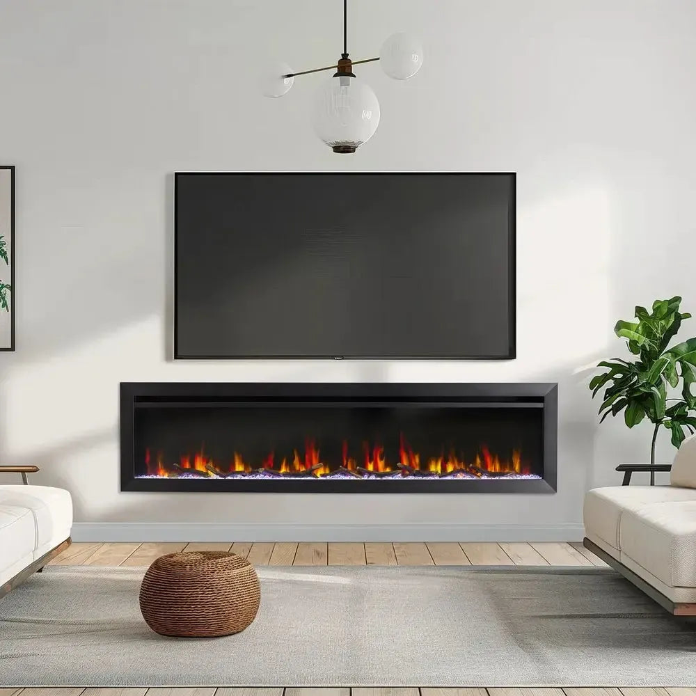 SimpliFire Allusion Slim 72" Linear Electric Recessed Fireplace
