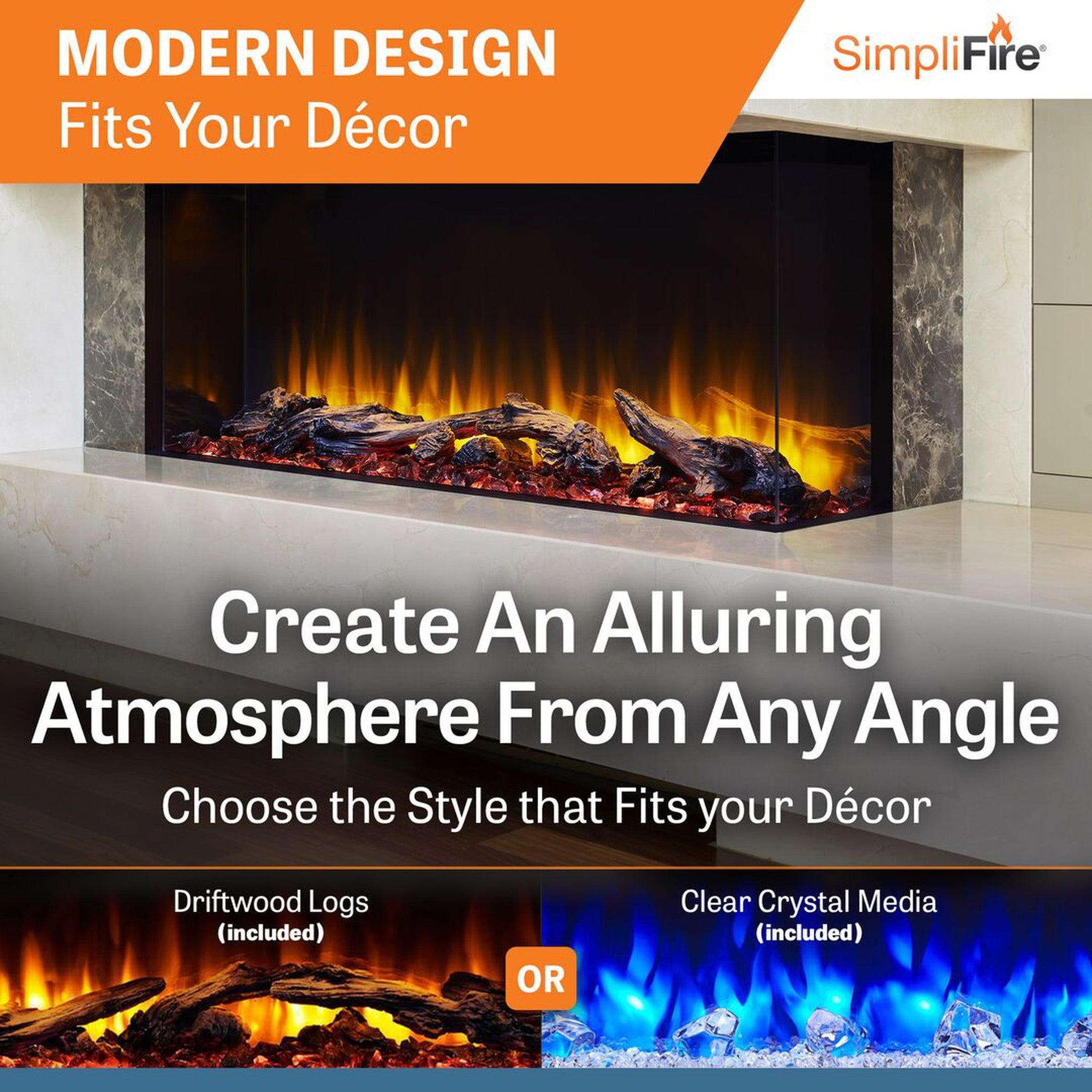 Trinity Fireplace Triangular SimpliFire Scion Trinity 55