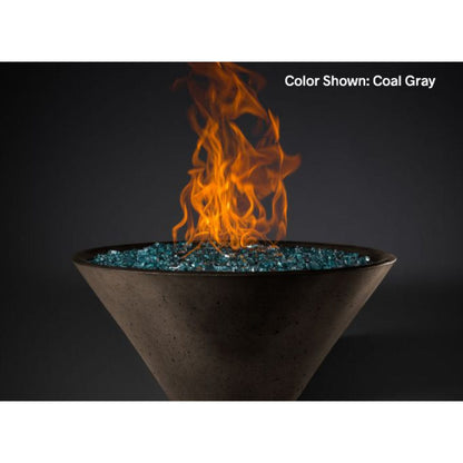 Natural Gas / Electronic Ignition Burner / Coal Gray Slick Rock Concrete 29" Conical Ridgeline Gas Fire Bowl