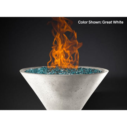 Natural Gas / Electronic Ignition Burner / Great White Slick Rock Concrete 29" Conical Ridgeline Gas Fire Bowl