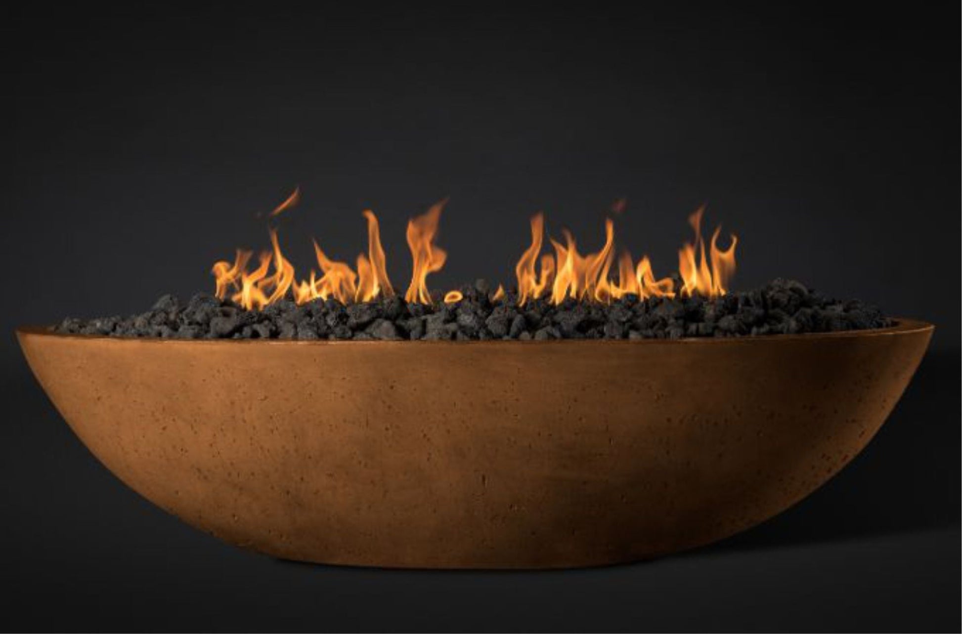 Slick Rock Concrete Oasis 60" Copper Oval Propane Gas Fire Bowl With Electronic Ignition Burner
