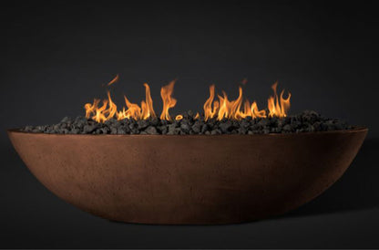 Slick Rock Concrete Oasis 60" Mahogany Oval Propane Gas Fire Bowl With Electronic Ignition Burner