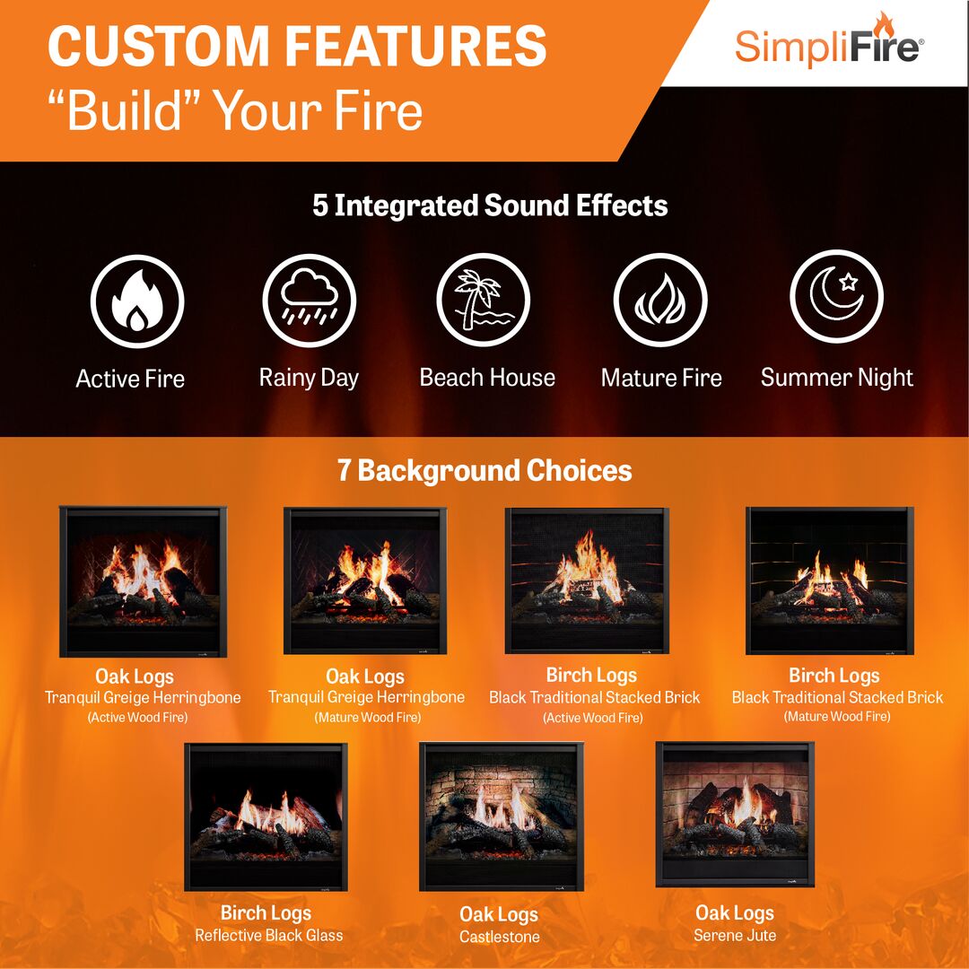 SimpliFire Inception 36" Built-In Electric Fireplace