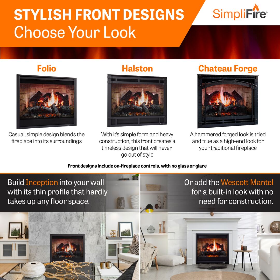 SimpliFire Inception 36" Built-In Electric Fireplace