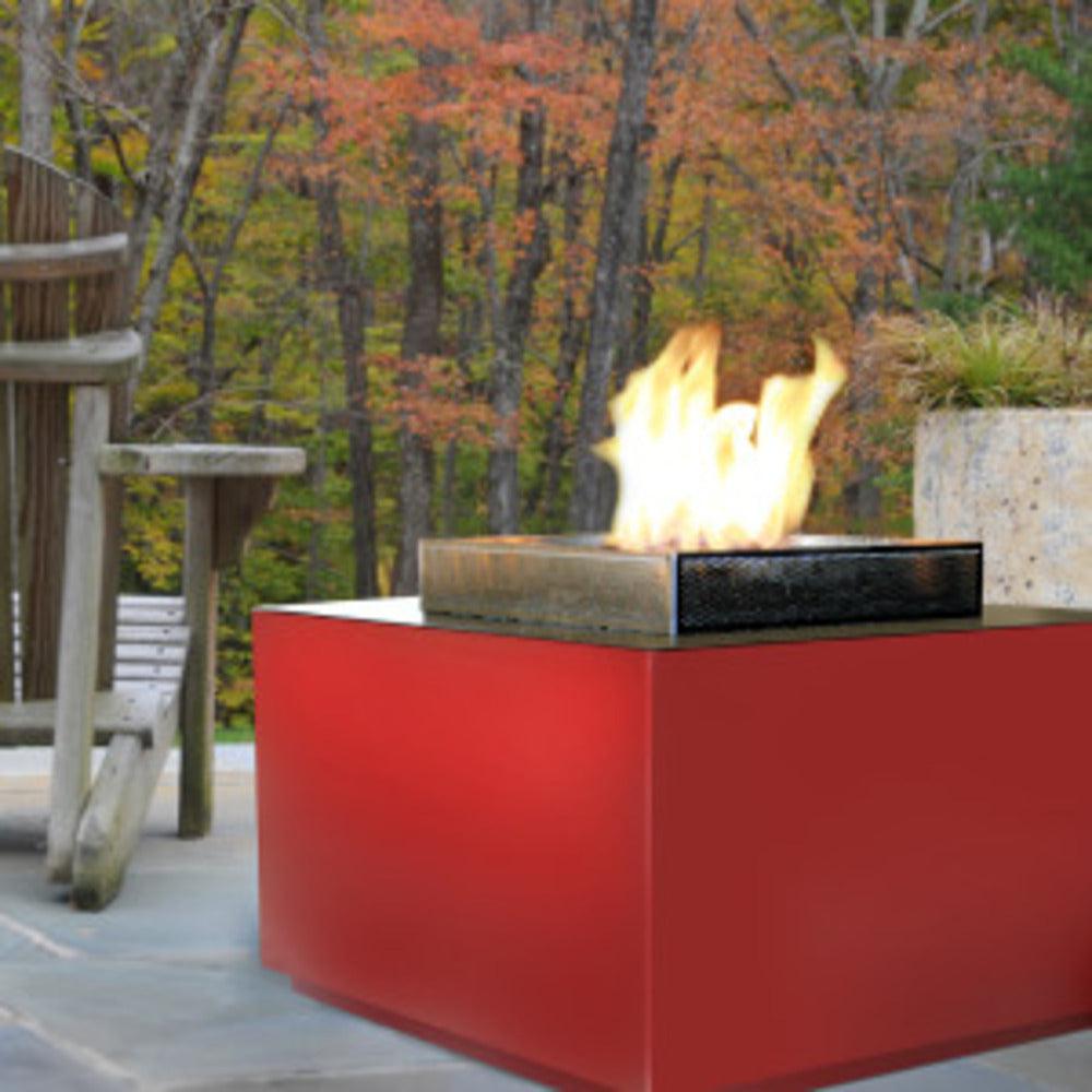 Spark Fireplaces 34" Red Finish Outdoor Natural Gas Fire Cube