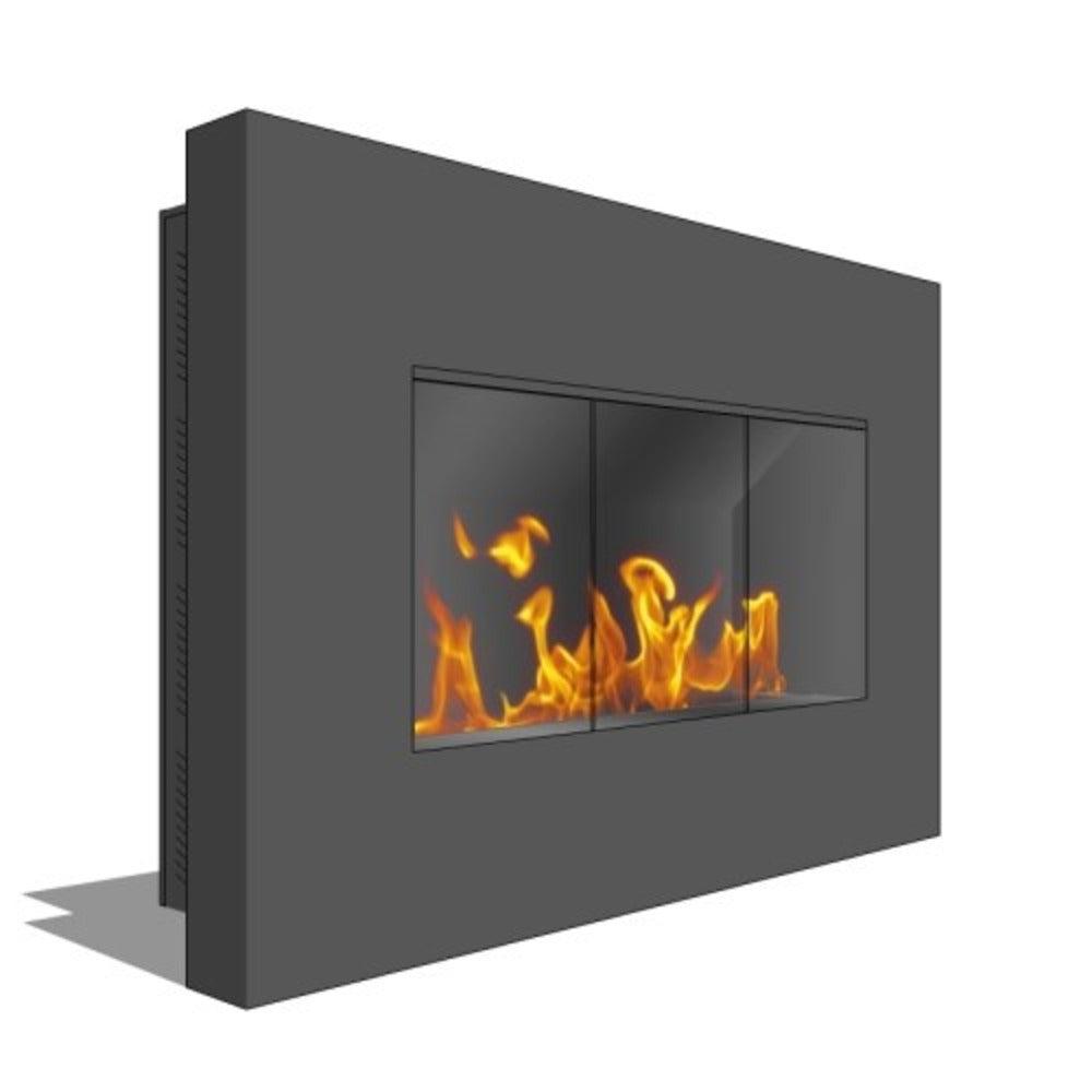 Spark Fireplaces Fire Ribbon 26" Satin Black Surround Vent Free Slim Natural Gas Fireplace with Safety Screen