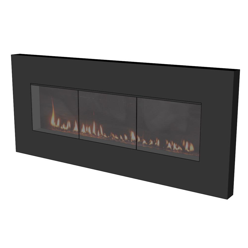 Spark Fireplaces Fire Ribbon 46" Satin Black Surround Vent Free Slim Natural Gas Fireplace with Safety Screen