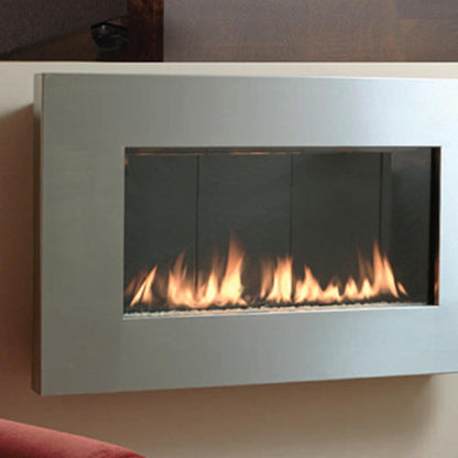 Spark Fireplaces Fire Ribbon 46SS 46" x 12" Stainless Steel Surround Direct Vent Slim Natural Gas Fireplace with Safety Screen