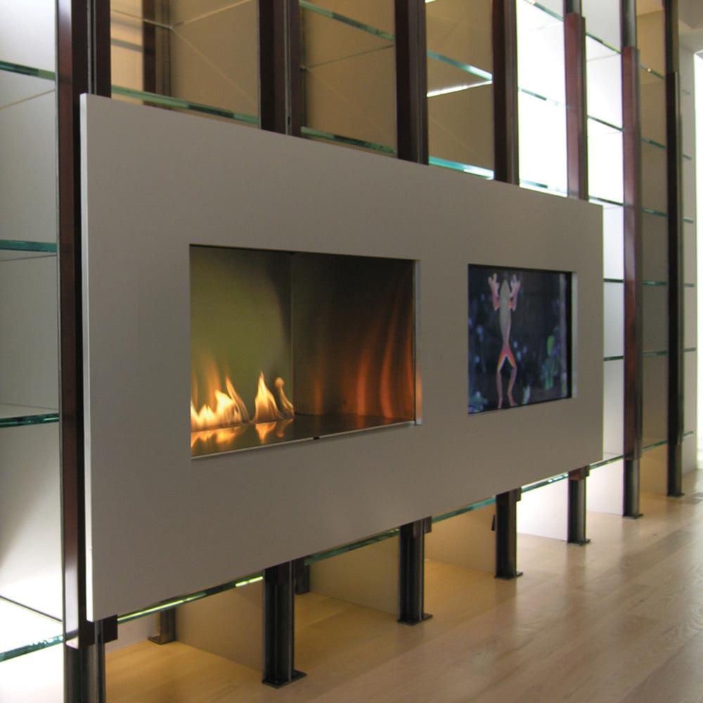 Spark Fireplaces Fire Ribbon 57E 36" x 17" Satin Black Vent Free Single Vu Natural Gas Fireplace