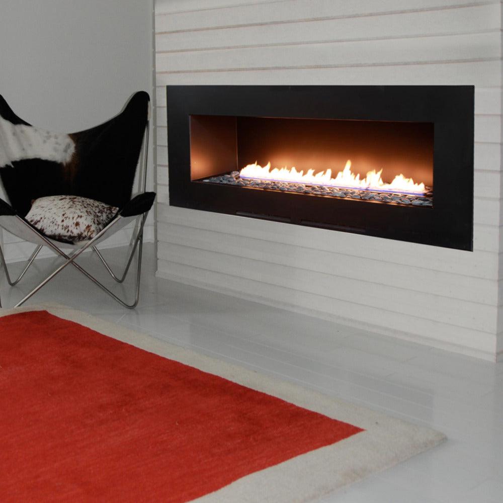 Spark Fireplaces Fire Ribbon 58E 48" x 14" Satin Black Vent Free Single Vu Natural Gas Fireplace