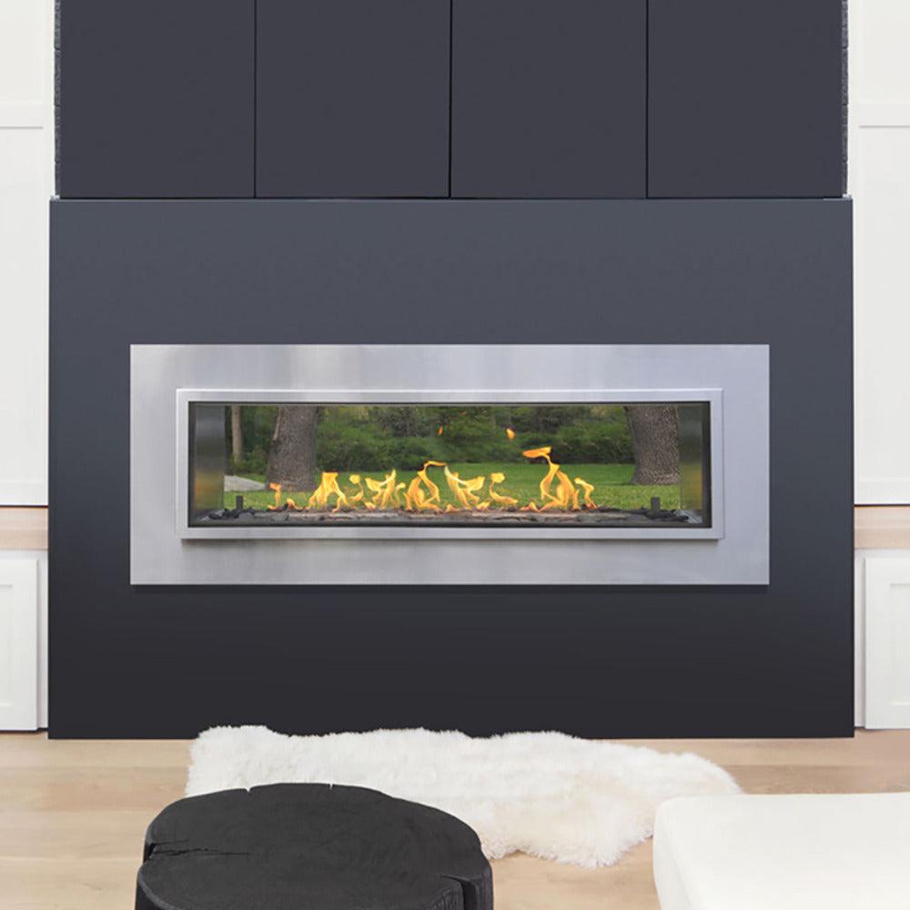 Spark Fireplaces Fire Window 48" x 14" Stainless Steel Indoor/Outdoor Natural Gas Fireplace with Electronic Ignition