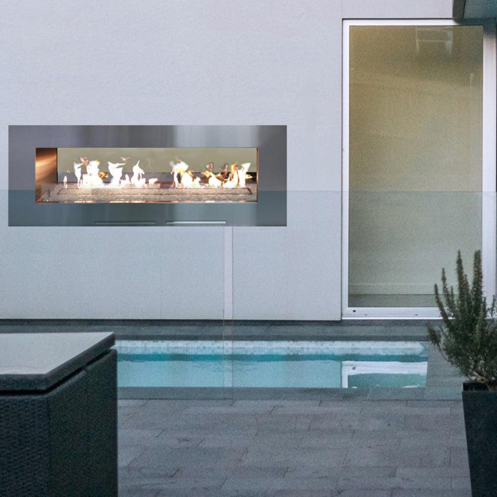 Spark Fireplaces Fire Window 48" x 14" Stainless Steel Indoor/Outdoor Natural Gas Fireplace with Electronic Ignition
