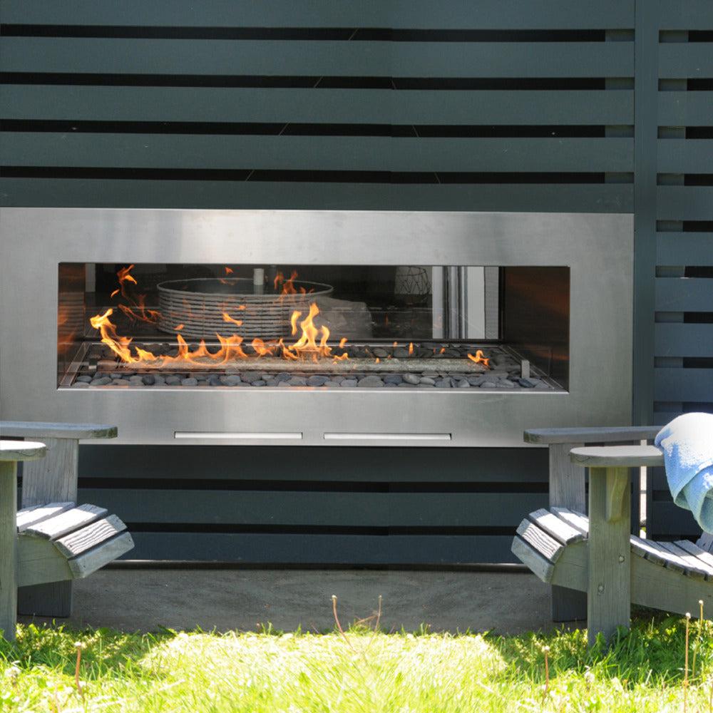 Spark Fireplaces Fire Window 48" x 14" Stainless Steel Indoor/Outdoor Natural Gas Fireplace with Electronic Ignition
