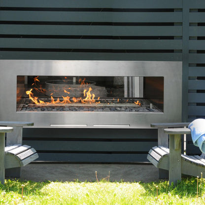 Spark Fireplaces Fire Window 48" x 14" Stainless Steel Indoor/Outdoor Natural Gas Fireplace with Electronic Ignition