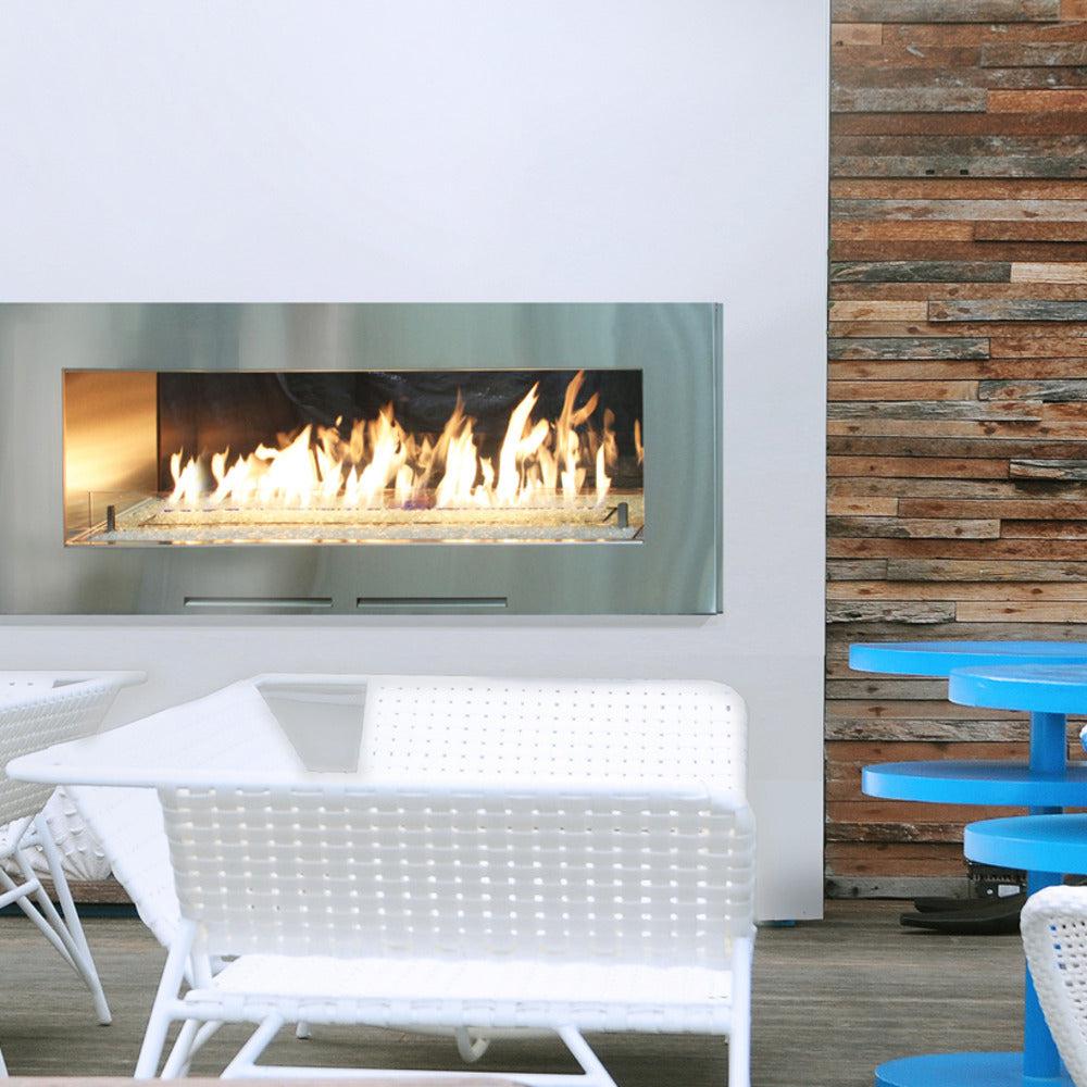 Spark Fireplaces Fire Window 72" x 14" Stainless Steel Indoor/Outdoor Propane Gas Fireplace with Electronic Ignition