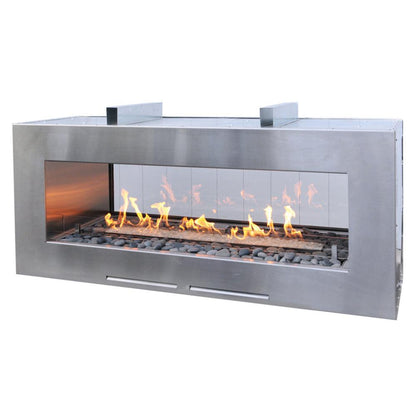 Spark Fireplaces Fire Window 72" x 14" Stainless Steel Indoor/Outdoor Propane Gas Fireplace with Electronic Ignition