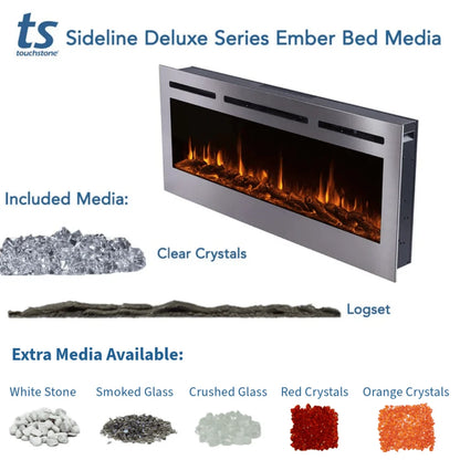 Touchstone Sideline Deluxe 72" Stainless Steel Recessed Smart Electric Fireplace